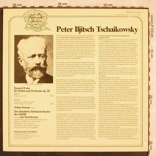 Kremer,Gidon: Tschaikowsky Violinkonzert op.35, Melodia / Eurodisc (34 918 3), D,Club Ed., 1976 Typ: LP Best.-Nr.: L5046 Preis: 9,00 Euro