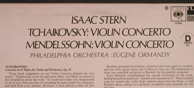 Tschaikowsky,Peter / Mendelssohn: Violin Concerto, CBS (CBS 61029), UK, 1973 Typ: LP Best.-Nr.: L5102 Preis: 7,50 Euro