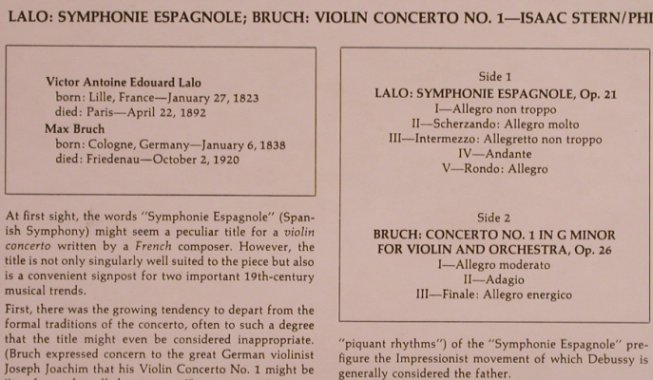 Lalo,Edouard / Bruch: Symphony Espagnole/Violin C.op.26, Columbia(CBS 72 612), UK,  - LP - L5110 - 6,00 Euro