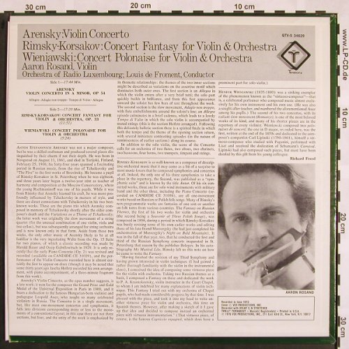 Arensky,Anton St./Rimsky-K./Wieniaw: Violin Concerto,op54, Turnabout Vox (QTV-S 34629), UK, 1976 Typ: LP Best.-Nr.: L5126 Preis: 9,00 Euro