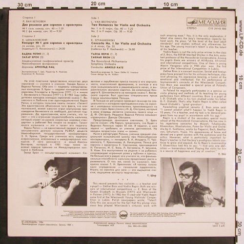 Beethoven,Ludwig van/Szymanowsky: Two Romances for Violin and Orch., Melodia(C10 24143 000), D, 1985 - LP - L5139 - 12,50 Euro
