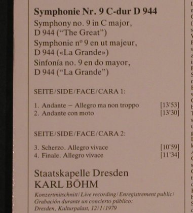 Schubert,Franz: Symphonie No.9 - The Great, D.Gr. Galleria (419 484-1), D, 1979 Typ: LP Best.-Nr.: L5240 Preis: 5,00 Euro