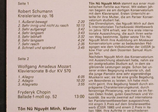 Nguyet Minh,Ton Nu: Klavierwerke v. Mozart,Schumann,Cho, Eterna(8 27 983), DDR,m-/vg+, 1987 - LP - L5270 - 5,00 Euro