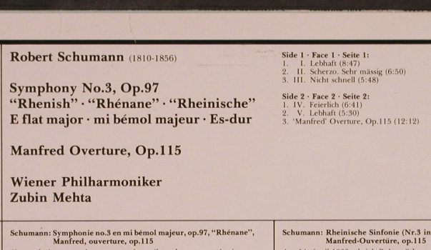 Schumann,Robert: Symphony Nr.3,Rhenish / Manfred, Decca (6.42692 AZ), D, m /vg+, 1983 Typ: LP Best.-Nr.: L5274 Preis: 5,00 Euro