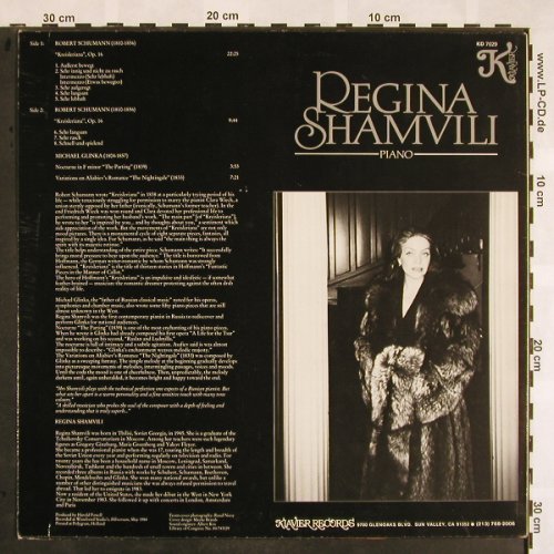 Shamvili,Regina: plays Schumann and Glinka, m /vg+, Klavier Records(KD 7029), US, 1984 - LP - L5280 - 7,50 Euro