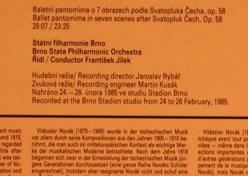 Novak,Vitezslav: Signorina,Gioventu-Ballet-Pantomime, Supraphon(1110 3889 G), CZ, 1986 - LP - L5291 - 12,50 Euro