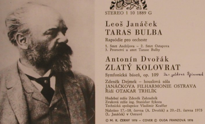 Janacek,Leos / Dvorák: Taras Bulba/Zlaty Kolovrat, vg+/m-, Supraphon (1 10 1889 G), CSSR, 1976 Typ: LP Best.-Nr.: L5296 Preis: 6,00 Euro