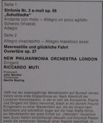 Mendelssohn Bartholdy,Felix: Sinfonie Nr.3 op56/Schottische,op27, EMI(C 063-02 731 Q), D, m-/vg+, 1976 - LPQ - L5321 - 6,00 Euro