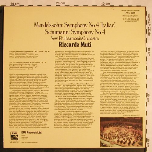 Mendelssohn Bartholdy,Felix/Schuman: Symphony Nr.4 Italian/Sympho No.4, EMI,ASD 3365(063-02 876 Q), UK, stoc, 1977 - LP - L5325 - 6,00 Euro