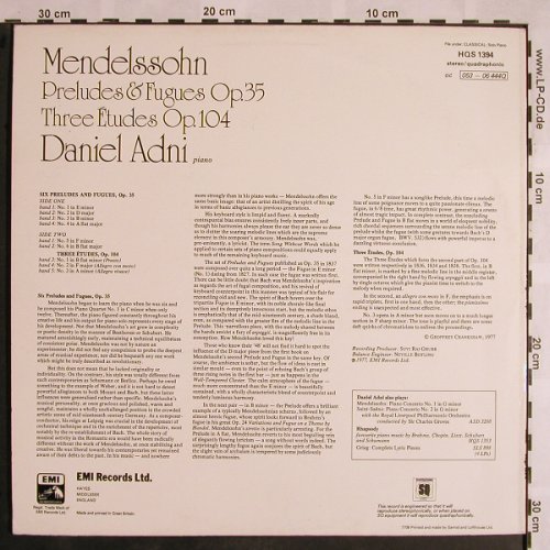 Mendelssohn Bartholdy,Felix: Preludes & Fuges, op.35,op.104, EMI, HQS 1394(053-06 444Q), UK, 1977 - LP - L5331 - 6,00 Euro