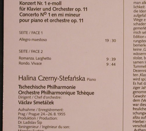 Chopin,Frederic: The Piano Concerto No.1, Supraphon (203 729-250), D,Mono Typ: LP Best.-Nr.: L5415 Preis: 14,00 Euro