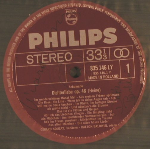 Schumann,Robert: Dicherliebe 6 Gedichte op.90,VG+/m-, Philips  De Luxe Serie (835 146 LY), NL, Mono Typ: LP Best.-Nr.: L5497 Preis: 30,00 Euro