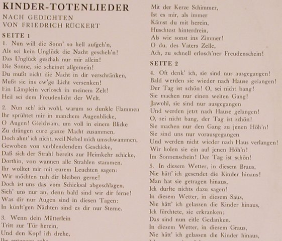 Ferrier,Kathleen: Kinder-Totenlieder, Mahler, Columbia,Folge 170 (C 60727), D Typ: 10" Best.-Nr.: L5525 Preis: 6,00 Euro