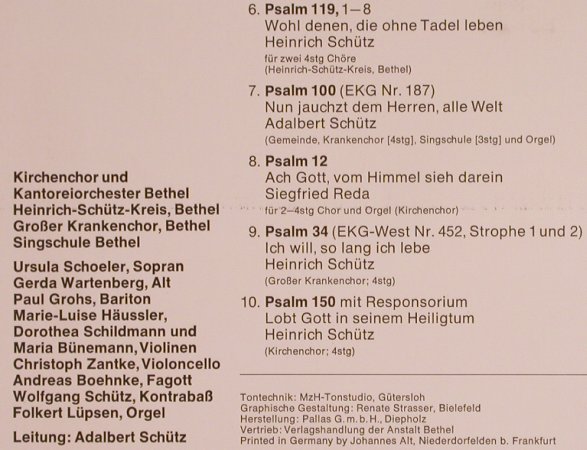 Kantorei Bethel: ...und mit Psalmen,  (KB 1000), D Typ: LP Best.-Nr.: L5537 Preis: 9,00 Euro