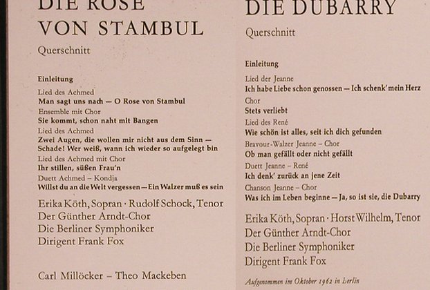 Millöcker,Karl / Mackeben /Leo Fall: Die Dubarry / Die Rose von Stambul, Eurodisc(60 018 GE), D,  - 10inch - L5550 - 6,00 Euro