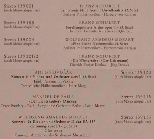 V.A.Das Schönste a.dem Konzertsaal: Auftakt 1966, Werbeplatte,7 Tr., D.Gr.Tulip Ring Label (104 462), D,spoken, 1965 Typ: LP Best.-Nr.: L5562 Preis: 6,00 Euro