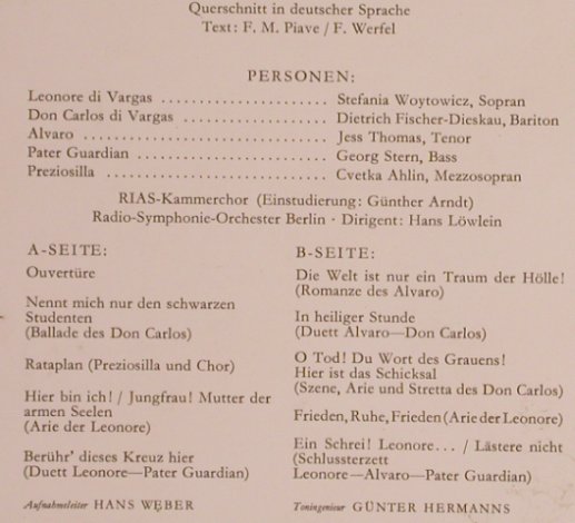 Verdi,Giuseppe: Die Macht des Schicksals-Querschnit, D.Gr.(136 416 SLPEM), D, 1963 - LP - L5565 - 5,00 Euro