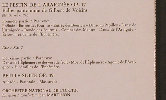 Roussel,Albert: Le Festin de L'Araignée,PetiteSuite, Erato (EPR 15540), F, 1971 Typ: LP Best.-Nr.: L5620 Preis: 9,00 Euro
