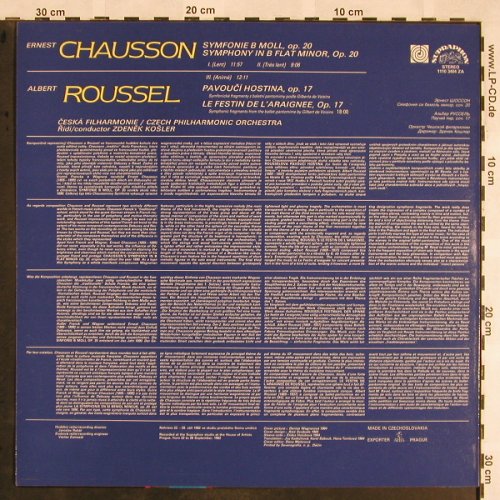 Roussel,Albert / Chausson: Le Festin de L'Araignée/Symphonie, Supraphon (1110 3404 ZA), CZ, 1984 Typ: LP Best.-Nr.: L5621 Preis: 9,00 Euro