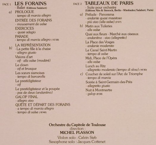 Sauguet,Henri: Les Forains/Tableaux de Paris, La Voix De Son Maitre(C 069-16220), F, 1978 - LP - L5624 - 12,50 Euro