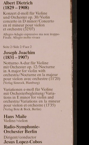 Dietrich,Albert / Joseph Joachim: Konzert f.Violine u,Orch./Notturno, Schwann Musica Mundi (VMS 1622), D, m-/vg+, 1984 Typ: LP Best.-Nr.: L5640 Preis: 7,50 Euro