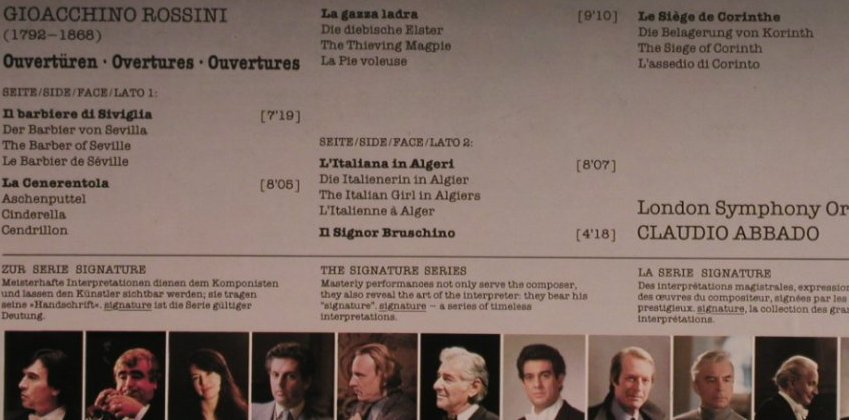 Rossini,Gioacchino: Overtüren, D.Gr. Signature (410 830-1), D, 1984 Typ: LP Best.-Nr.: L5688 Preis: 5,00 Euro