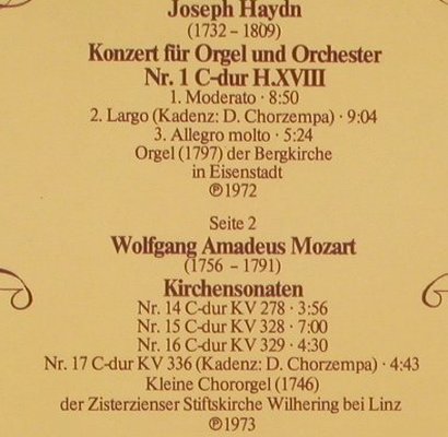 Haydn,Joseph / Mozart: Konzert f.Orgel&Orch.Nr.1/Kirchenso, Philips(6558 010), D, 1973 - LP - L5705 - 6,00 Euro