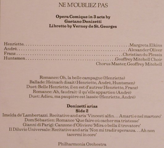 Elkins,Margreta: Rare Donizetti,Ne M'Oublienz Pas, Opera Rare (OR 4), UK, 1979 Typ: LP Best.-Nr.: L5762 Preis: 7,50 Euro