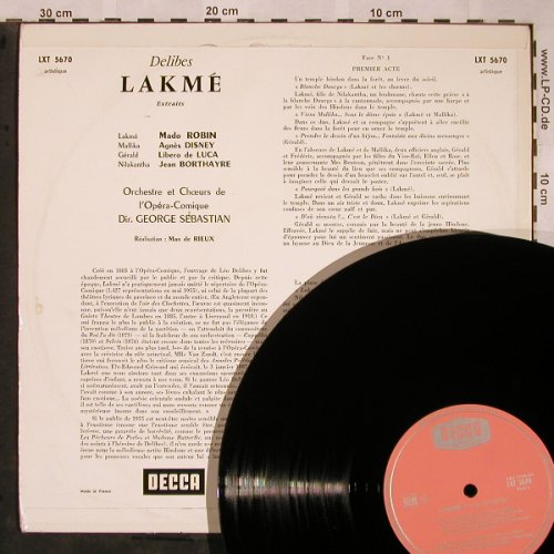 Delibes,Leo: Lakme, Extraits, m-/vg+, Decca (LXT 5670), F Typ: LP Best.-Nr.: L5769 Preis: 5,00 Euro