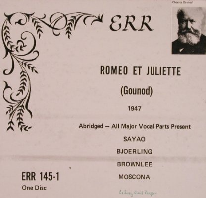 Gounod,Charles: Romeo et Juliette (1947), stoc, Historical Operatic Trea(ERR 145-1), ,  - LP - L5799 - 5,00 Euro