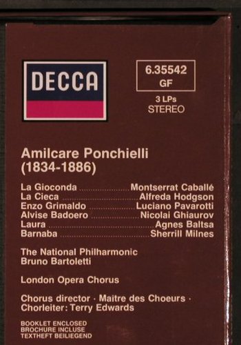 Ponchielli,Amilcare: La Gioconda,Box, Sticker on Bookl., Decca (6.35542 GF), D, 1981 Typ: 3LP Best.-Nr.: L5836 Preis: 12,50 Euro