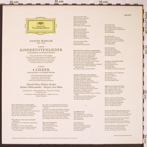 Mahler,Gustav: Kindertotenlieder, 4 Rückert-Lieder, D.Gr.(138 879), D,  - LP - L5957 - 9,00 Euro