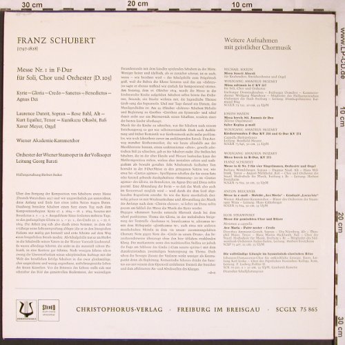 Schubert,Franz: Messe Nr.1 F-dur, Christophorus(SCGLX 75 865), D,  - LP - L5964 - 7,50 Euro