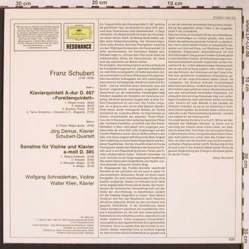 Schubert,Franz: Forellen-Quintett A-dur, D.667, Ri, D.Gr. Resonance(2535 225), D, 1977 - LP - L5965 - 9,00 Euro