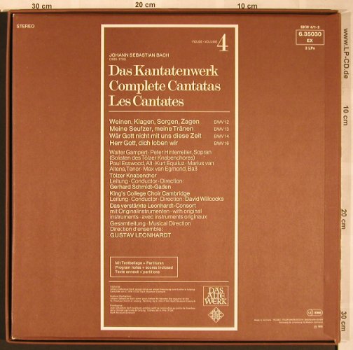 Bach,Johann Sebastian: Das Kantatenwerk Vol. 4,BWV 12-16, Telefunken(6.35030 EX), D, Box,  - 2LP - L5975 - 9,00 Euro