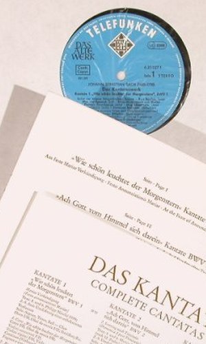 Bach,Johann Sebastian: Das Kantatenwerk Vol. 1,BWV 1-4, Telefunken (6.35027 EX), D, Box Typ: 2LP Best.-Nr.: L5980 Preis: 9,00 Euro