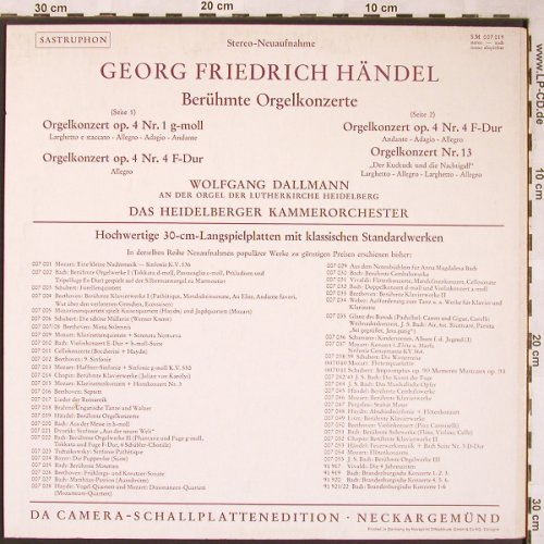 Händel,Georg Friedrich: Berühmte Orgelkonzerte,op.4-1,4,13, Sastruphon(SM 007 019), D,  - LP - L6030 - 5,00 Euro