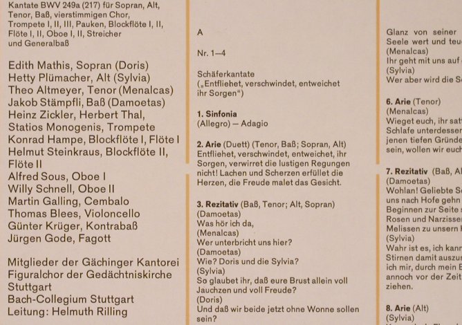 Bach,Johann Sebastian: Schäferkantate, BWV 249 a(217), SDG(610 204), D, 1977 - LP - L6031 - 7,50 Euro