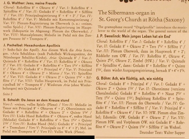V.A.Die Silbermann-Orgel: in der St.Georgenkirche z.Rötha, Pelca (PSR 40 504), D Typ: LP Best.-Nr.: L6032 Preis: 6,00 Euro