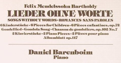 Mendelssohn Bartholdy,Felix: Lieder ohne Worte, Box, Gesamtaufn., D.Gr.(2740 104), D, 1974 - 3LP - L6053 - 24,00 Euro