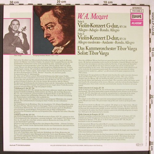 Mozart,Wolfgang Amadeus: Violinkonzerte g-dur,kv216,d-dur211, Europa (114 049.3), D, 1977 Typ: LP Best.-Nr.: L6062 Preis: 6,00 Euro
