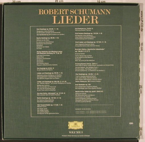 Schumann,Robert: Lieder Vol.3, Box, No Booklet, D.Gr. (2740 200), D Typ: 3LP Best.-Nr.: L6071 Preis: 14,00 Euro
