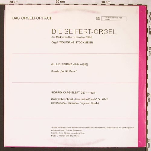 Reubke,Julius /Siegfried Karg-Elert: Sonate der 94 Psalm/Sinf.Choral, Psallite, Mono(PSAL 95/271 069), D, m /vg+,  - LP - L6078 - 9,00 Euro