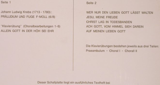 Krebs,Johann Ludwig: Orgelwerke I, Psallite(PSAL 162/200974), D,  - LP - L6079 - 9,00 Euro