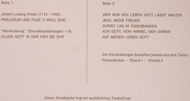 Krebs,Johann Ludwig: Orgelwerke I, Psallite (PSAL 162/200974), D Typ: LP Best.-Nr.: L6079 Preis: 9,00 Euro