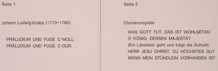 Krebs,Johann Ludwig: Orgelwerke III, Psallite (178/150975), D Typ: LP Best.-Nr.: L6081 Preis: 9,00 Euro