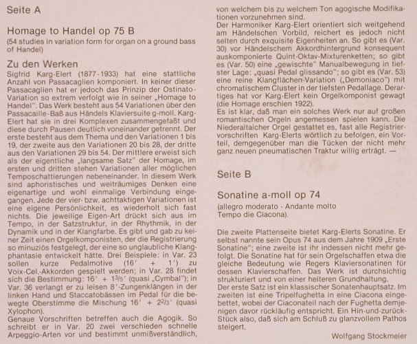 Karg-Elert,Sigfrid: Homage to Händel op.75b,op.74, Psallite(PSAL 194/150677), D,  - LP - L6094 - 9,00 Euro