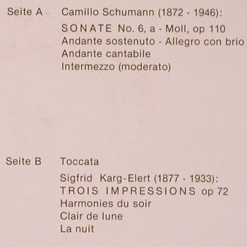 Schumann,Camillo / Karg-Elert: Sonate No.6 op.110/Trois Impr.op.72, Psallite(PSAL 231/120678), D,  - LP - L6101 - 9,00 Euro