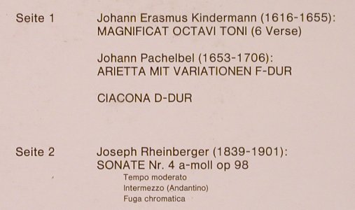 Kindermann,J.Erasmus/Pachelbel/Rhb.: Magnificat Octavi Toni/Arietta m.Va, Psallite (PSAL 185/310576), D, m /vg+ Typ: LP Best.-Nr.: L6104 Preis: 7,50 Euro