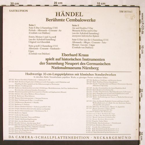 Händel,Georg Friedrich: Berühmte Cembalowerke, Sastruphon(SM 007045), D, m-/vg+,  - LP - L6128 - 5,00 Euro